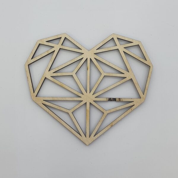 Blank inima geometrica din lemn, in diferite dimensiuni si culori