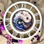 Cadran de ceas "Yin&Yang" cu zi și noapte